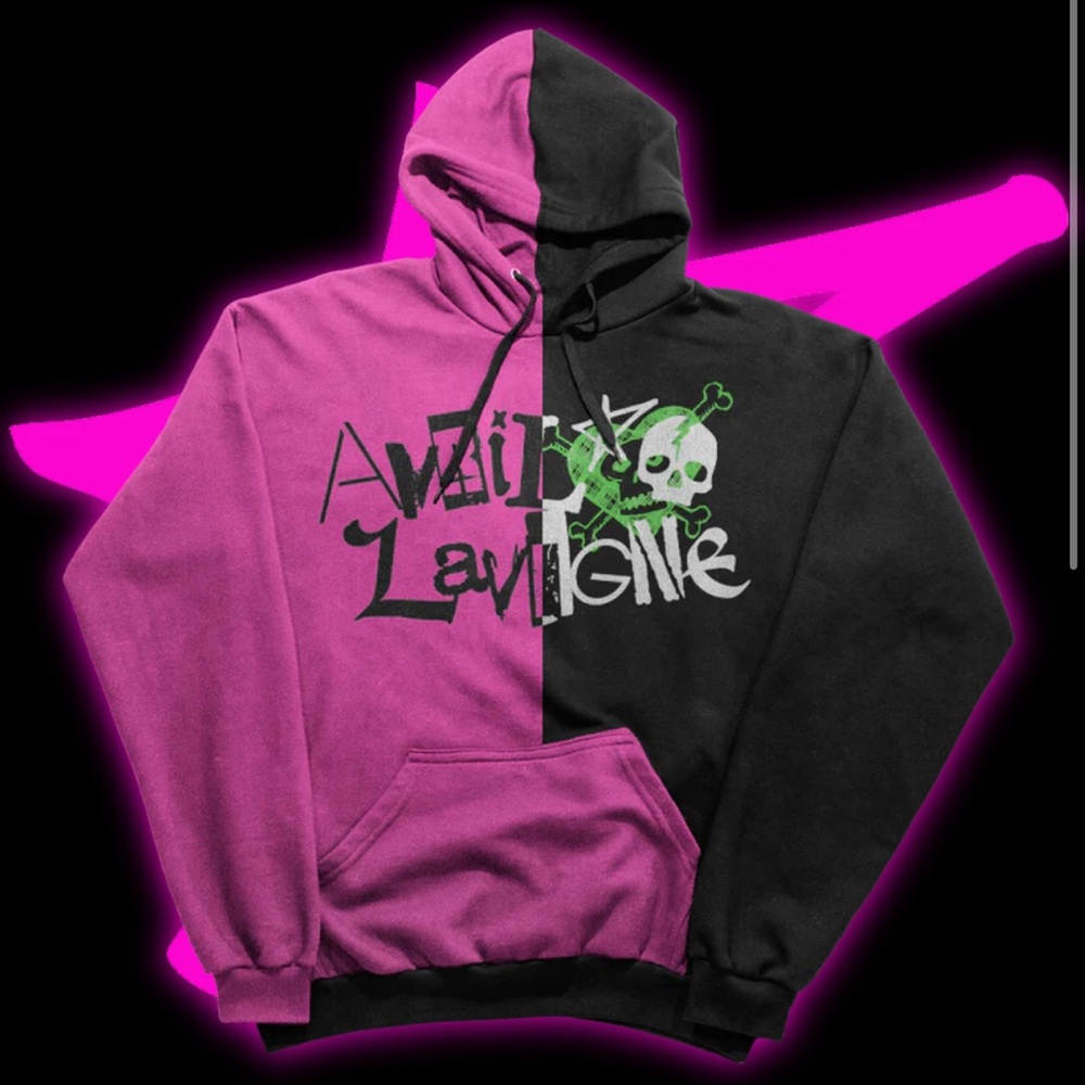 NWOT Avril Lavigne Black/Pink Greatest Hits Tour Split Hoodie